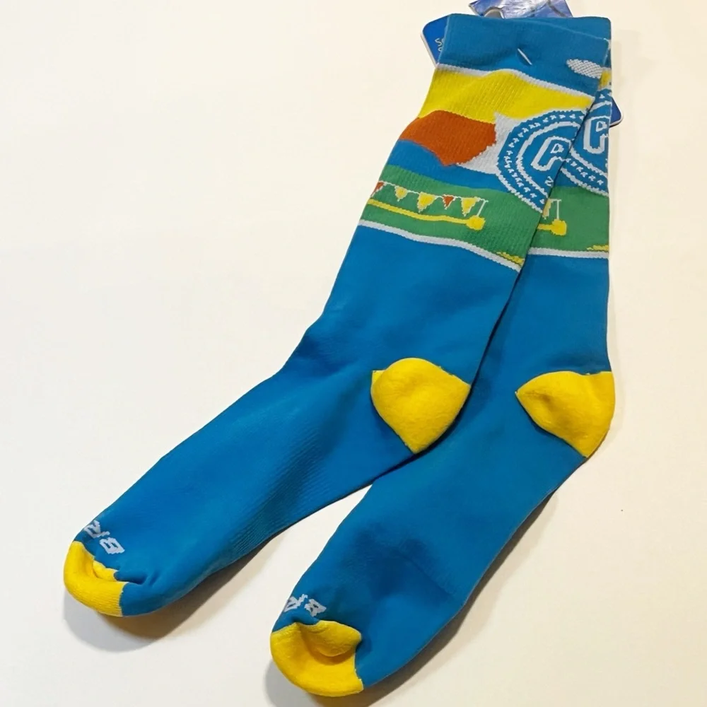 NWT Brooks Pacesetters Running Socks | Blue Yellow Green | S/M